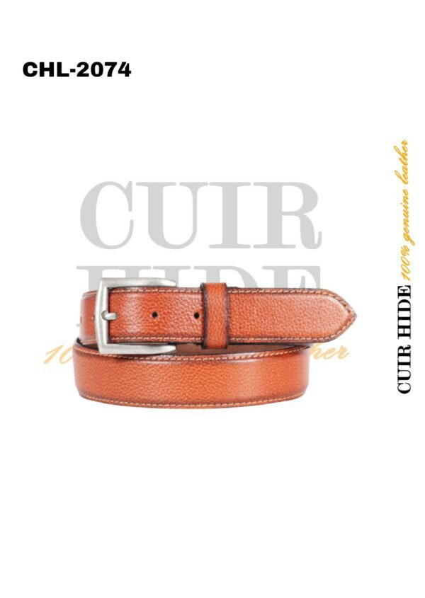 Tan Genuine Leather Profile Belt by Cuir Hide | CHL-2074