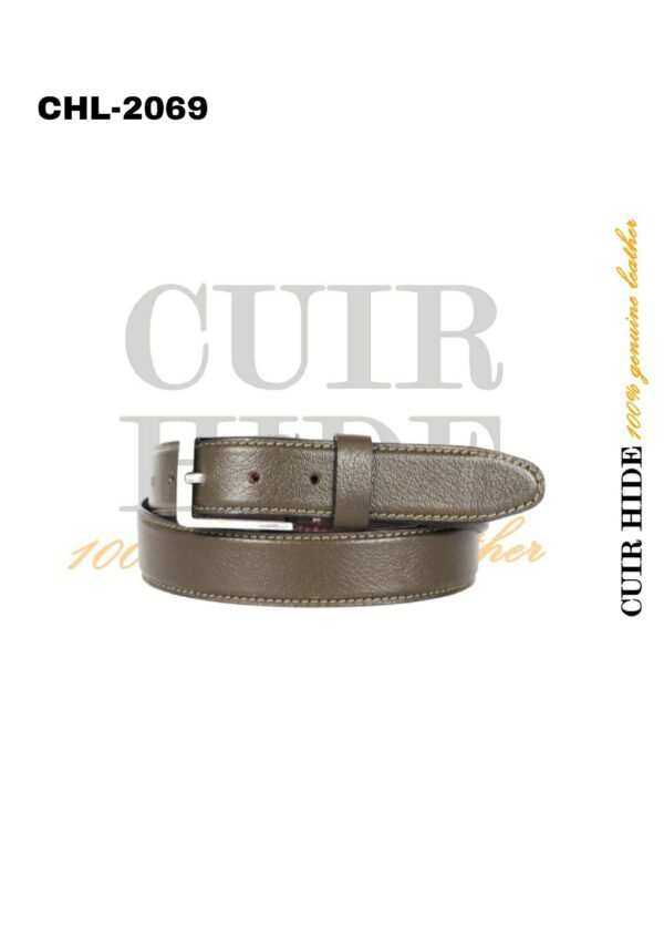 Profile Leather Belt – Olive Brown Genuine Leather by Cuir Hide - CHL-2069