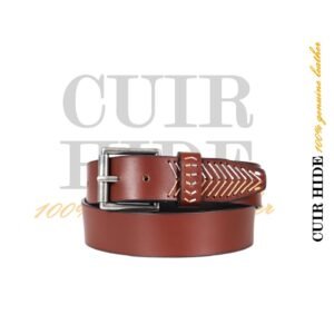 Hand-Stitched Classic Brown Leather Belt by Cuir Hide - CHL-2014